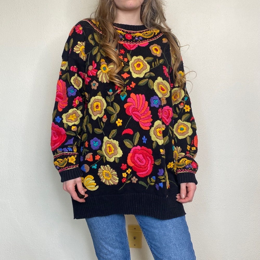 vintage laura daniels embroidered sweater